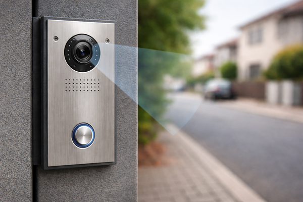 Visiophone filmant l'accès et la voie publique